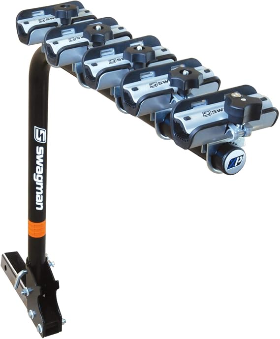 Swagman XP5 Hitch Mount Bike Rack Folding Hanging Carrier for 5 Bikes, Anti-Wobble Stability, 2 Receiver