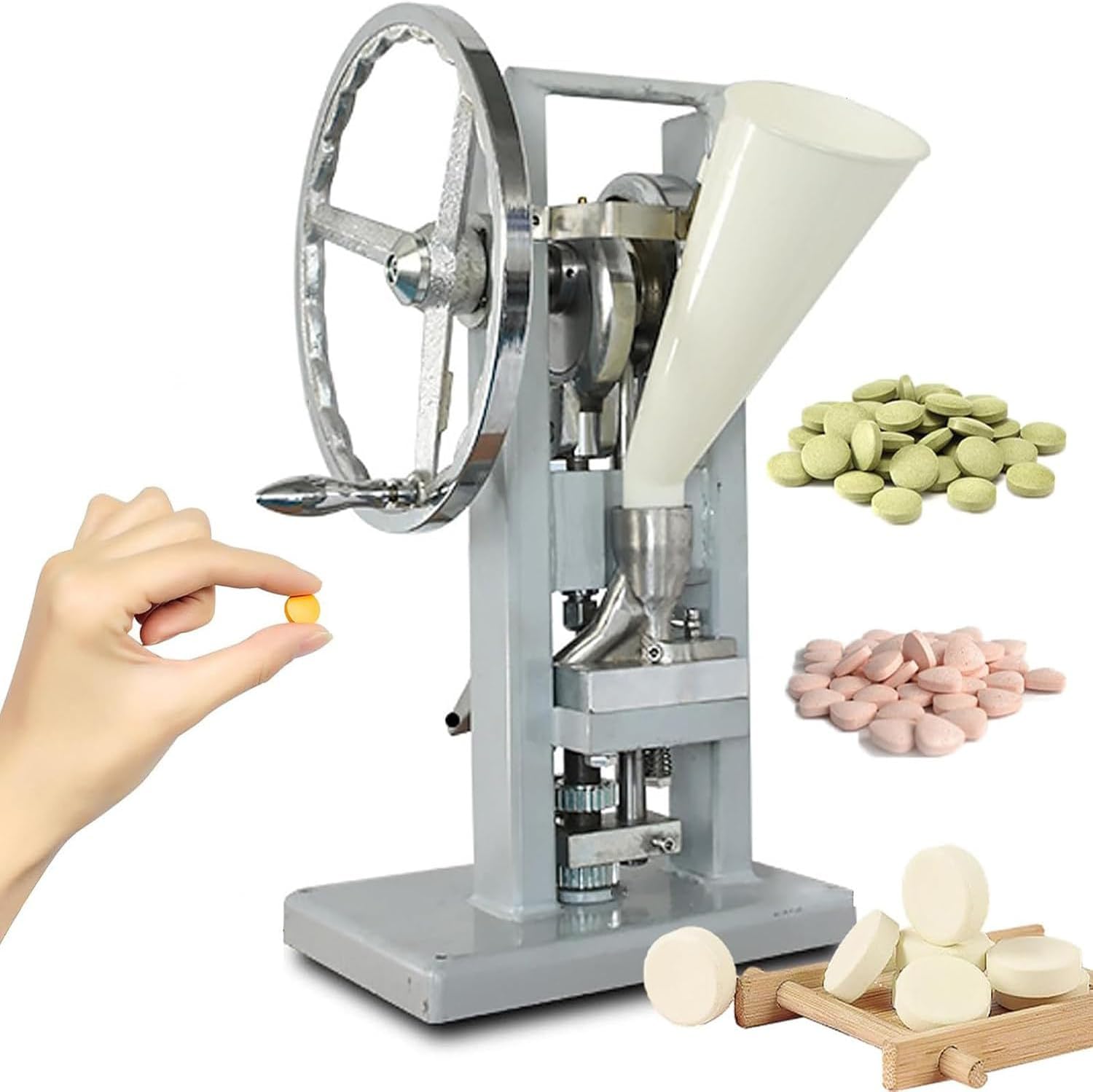 Hand-Crank Powder Tablet Press,Laboratory Tablet Press,21kg,0-2000 Pieces/Hour,Pill Tablet Press Machine,Manual Stamping Machine,Medicine Powder Tablet Press Making Tool
