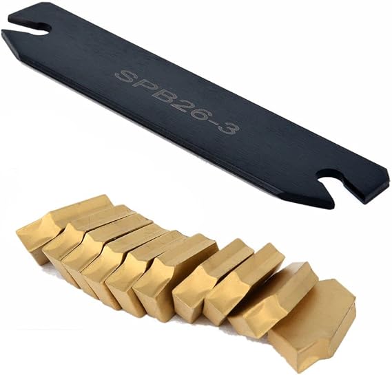 SHARS SPB26-3 Tin Coated Cut-Off & Grooving Insert 10 Pcs NEW Gold 3mm 10pcs 10PCS Cut-Off Grooving Inserts 3mm Grooving one-blade carbide inserts for steel