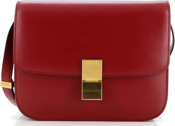 Pre-Loved Classic Box Bag Smooth Leather Medium, Red