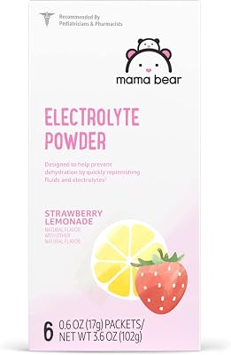 Amazon Brand - Mama Bear Electrolyte Powder Packets 0.6oz, Strawberry Lemonade, 6 Count