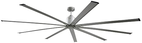 Maxx Air ICF96 Industrial Ceiling Fan, 4 Blade, Silver, Aluminum Finish, Indoor Use, Touch Control, Modern Style, 2 Speeds, High Efficiency