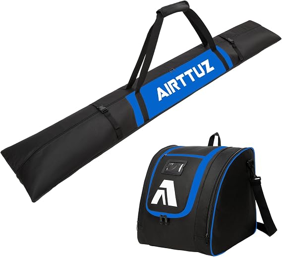 Ski Bag and Boot Bag Combo, Water-Resistant Ski Boot Travel Bag Fit Skis Up to 200 cm & Boots Size 13 With 5mm Foam Ski Gear Bag.