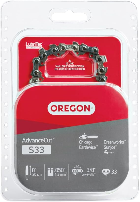 Oregon Chainsaw Chain for 8" Bar, 3/8" LP, .050" Gauge, 33 Drive Links