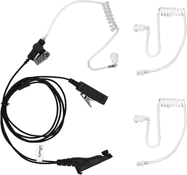 XPR 7550e APX 6000 APX 4000 XPR 7550e Earpiece Headset for Motorola Radio with Acoustic Tube and PTT Mic with 2 Tubes