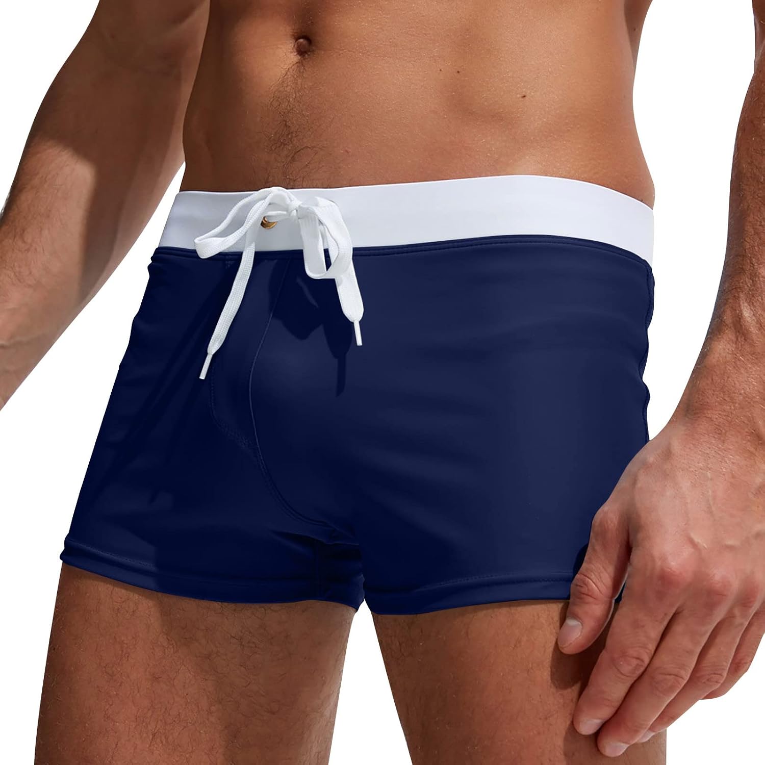WENKOMG1 Mens Swim Trunks,Low Rise Basic Quick Dry Swimsuit Swim Shorts Square Leg Board Shorts Bathing Suits Swim Brief