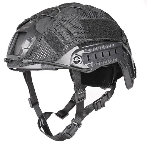 Adjustable Tactical Helmet with Helmet Cover, PJ Type Tactical Multifunctional Protective NVG Mount for Cosplay Hunting Shooting