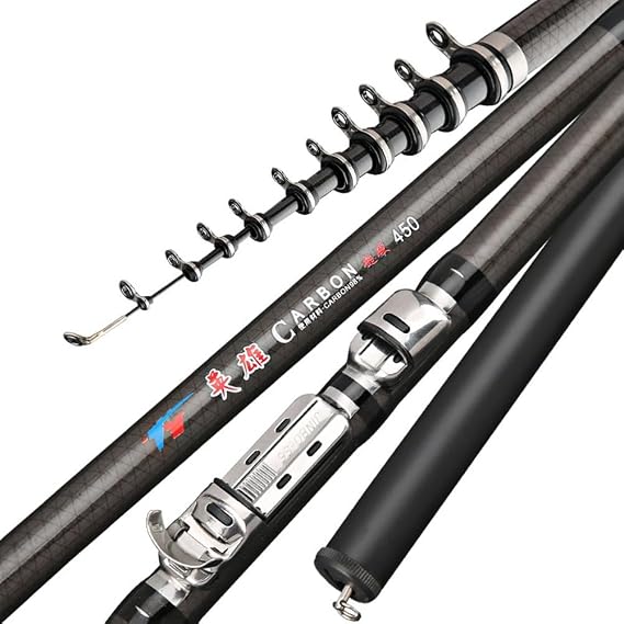 Carbon Fiber 2.7m 3.6m 4.5m 5.4m 6.3m Rock Fishing Rod Telescopic Portable Carp Rods Travel Ultralight Feeder Spinning Rod Boat Sea