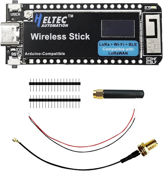 Heltec Wireless Stick V3 ESP32-S3FN8 and SX1262 LoRa Low-Power Development Kit Onboard 0.49-inch OLED Display Integrated CP2102 USB WiFi BLE for Meshtastic IoT LoRaWAN(902-928MHz)