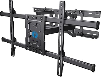 24 Inch Full Motion TV Wall Mount for Most 37 50 55 65 75-84 Inch TVs, Articulating Arms with Swivel Tilt Rotation Flat Curved, Extension to Wood Stud up to 132lbs Max VESA 600x400mm by Pipishell