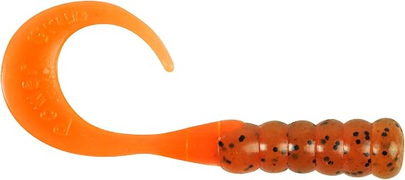 Berkley PowerBait Ribbontail Grubs, Pumpkinseed/Fluorescent Orange, 3" (15 Count)