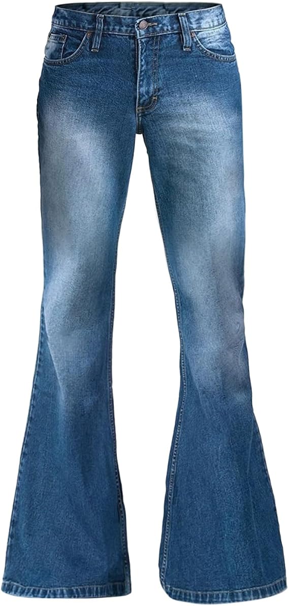 Mens Bell Bottom Jeans 70s 60s Outfits for Men Disco Pants Vintage Denim