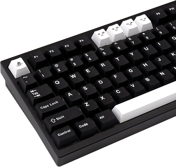 Black and White PBT Keycaps 173 Keys Cherry Profile Doubleshot Custom Keycaps Set ISO ANSI Layout for 60% 65% 75% 95% Cherry MX Switches Mechanical Gaming Keyboards