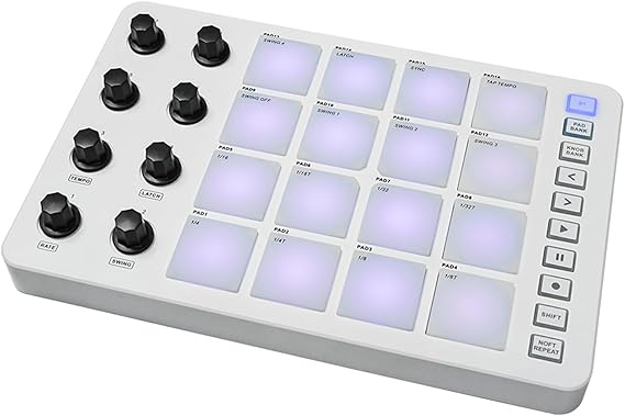 Wireless MIDI Pad Controller with 16 RGB Pads and 8 Knobs | Create beats anywhere with a wireless MIDI pad controller featuring RGB pads, assignable knobs and DAW compatibility.