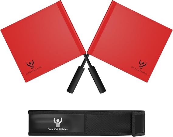 Great Call Athletics | Volleyball Pro Red Flag Set With Case | Referee 2 Pieces Line Judge Linesman Soccer Track Official