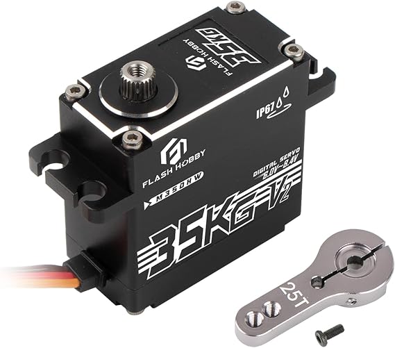 FLASH HOBBY 35KG RC Digital Servo 8.4V High Torque Servo with IP67 Waterproof for 1/8 1/10 Scale RC Crawler Cars Trucks Boats & Robot Arms(Control Angle 180)