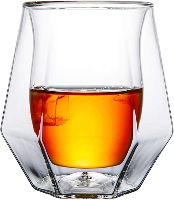 Gootus Whiskey Glasses Set of 2 - Hand Blown Double Walled Glass with Premium Gift Box - Perfect for Whiskey, Scotch, Bourbon and Old Fashioned Cocktails
