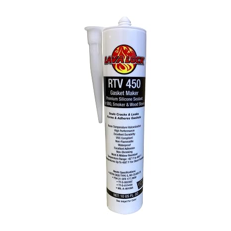 LavaLock RTV High Temp BBQ Smoker Sealer Gasket Adhesive 10 oz Cartridge (450 F - Black)
