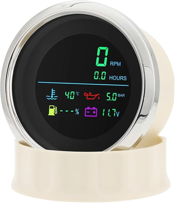 Multi 85MM Gauge Digital Tachometer+Fuel Level+Water Temperature Meter+Oil+Voltmeter With Sensor For Car Boat 12V24V(WS)