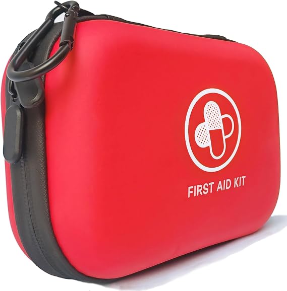 First Aid Kit 152 Piece Waterproof Hard Shell Portable Medical Kit, Red