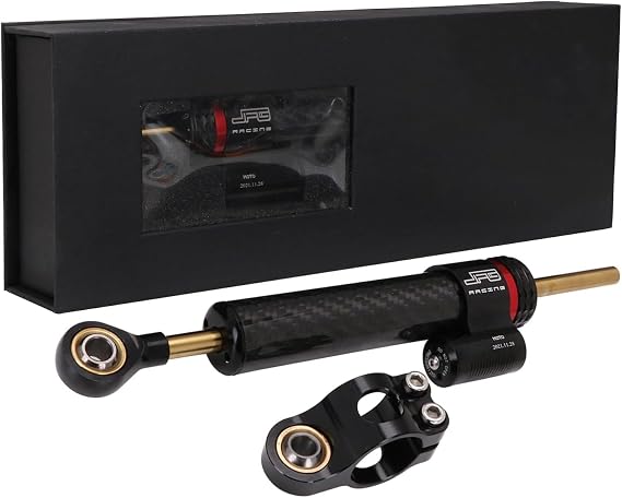 JFG RACING 10" Carbon Fiber Universal Motorcycle Steering Damper,NO Bracket | Steering stabilizer,durable and sturdy,for most motorcycles street sport road racing bike