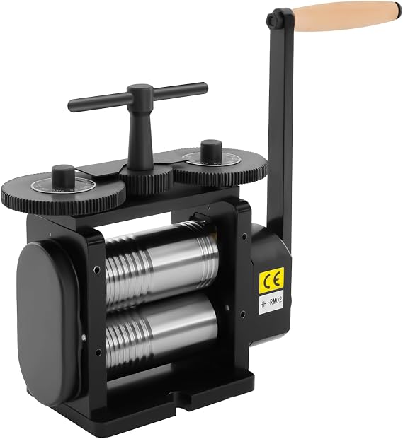 Manual Jewelry Rolling Mill Machine, Manual Combination Rolling Mill Machine 130mm Wide 65mm Diameter Rollers, Maximum 5 mm Opening Jewelry DIY Tool Making Machine Designed for Jewelers