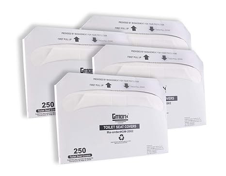 Gmark Paper Toilet Seat Covers, Thick Strength 100% Virgin Paper, Disposable Half-Fold Covers for Public Restroom Dispensers, 4 x 250 (1000 Total) GM2002