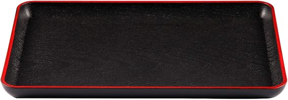 Serving Tray Japanese Style Rectangular Plastic Food Serving Plate Nesting Serving Trays for Restaurant Home Hotel Breakfast Coffee/Table Black (30 * 19.9 cm/11.8 * 7.8 in)