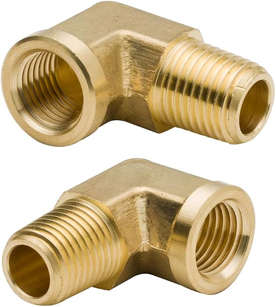 90 Degree Brass Street Elbow 3/8" NPT Male x 3/8" NPT Female Forged Pipe Fitting (Pack of 2)