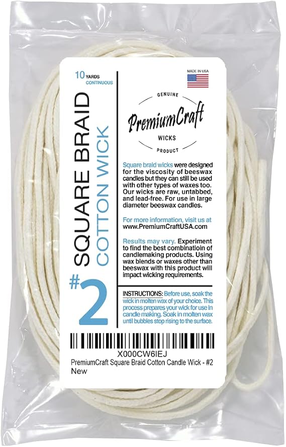 Square Braid Cotton Candle Wick - #2