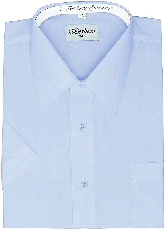 Italy Men's Premium Classic Button Down Short Sleeve Dress Shirt