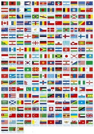 MADE IN THE USA Complete United Nations World Flag Set 193 Miniature Rayon Flags (4"x6")