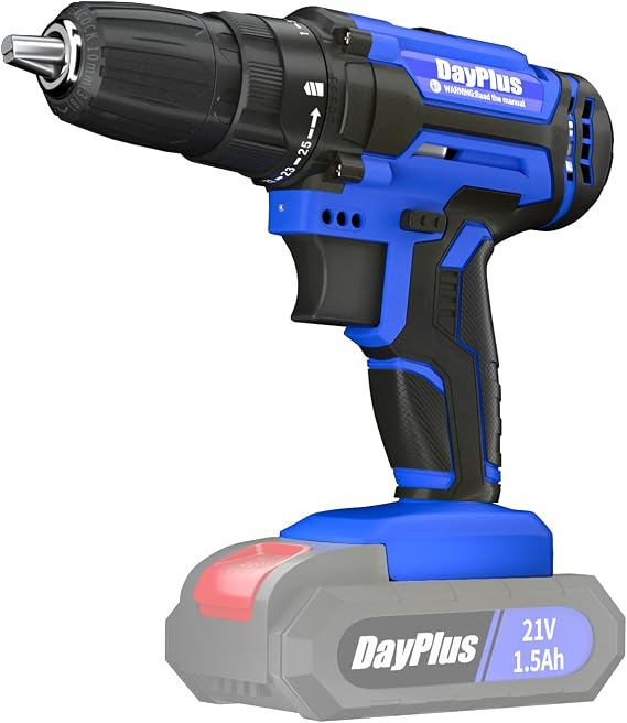 21V Cordless Drill Body with 45 Nm, 25+1 Torque Setting, 3/8" Keyless Chuck, 2 Speeds, not includes Battery and Charger