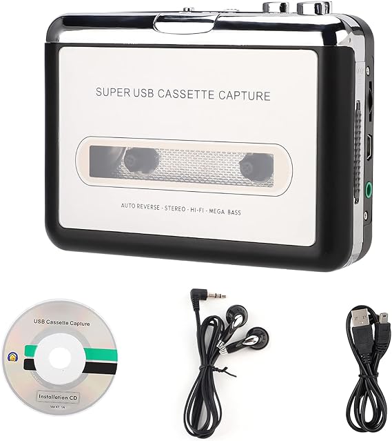 USB-Kassettenspieler Konverter von Band zu MP3 tragbarer Musik-Player mit Kopfhörer zum Umwandeln von Kassetten in Digitale MP3-Player über USB