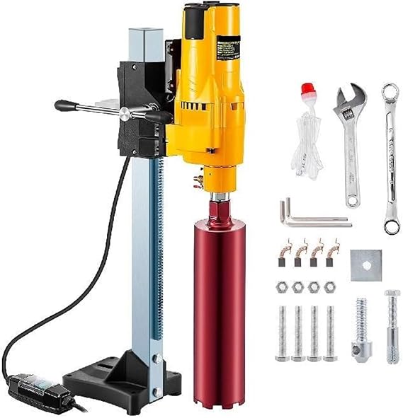 205mm Diamond Core Drill Rig 3980W Wet Dry Handheld Concrete Drilling Machine Kit W/Bits and Spanner for Installing Pipes