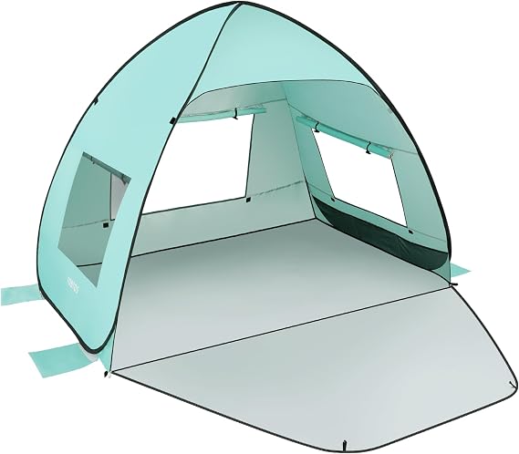 TOBTOS UPF 50+ Pop Up Beach Tent, Easy Set Up Beach Umbrella, UV Protection Portable Sun Shelter, Lightweight with Carry Bag