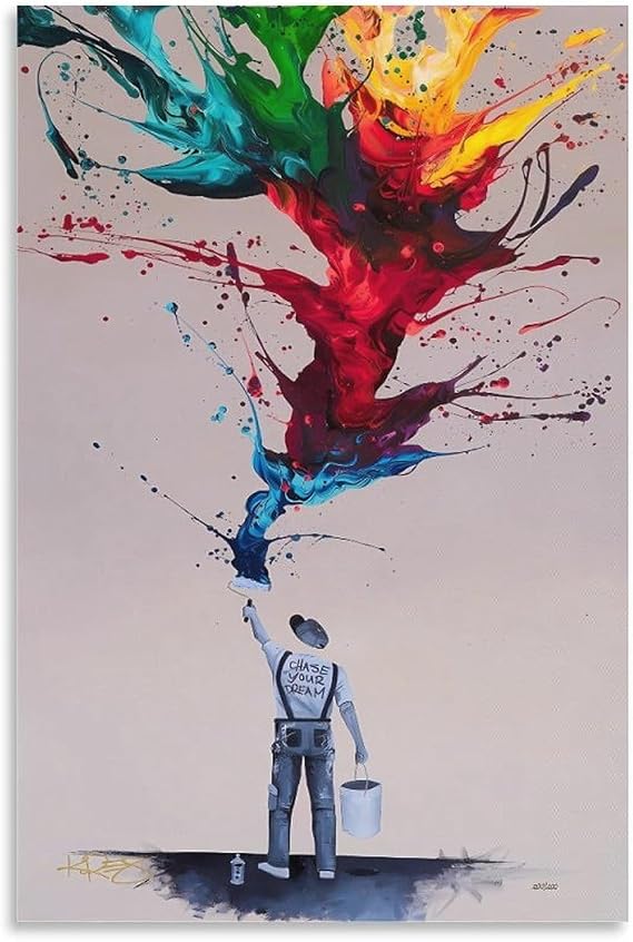 Art Poster Abstract Colorful Oil Painting Dreamer's Vision - Kre8, Modern Print on Canvas Canvas Painting Posters And Prints Wall Art Pictures for Living Room Bedroom Decor 16x24inch(40x60cm) Unframe