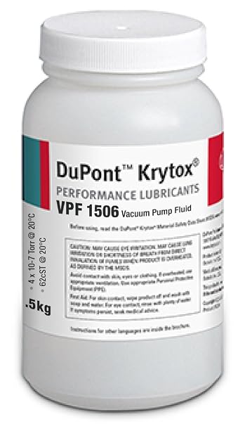 Krytox by Chemours 1506 Oil, 4X10-7 Torr at 20 Degrees C Vacuum Pump Fluid, 0.5 kg, Model:D12413778