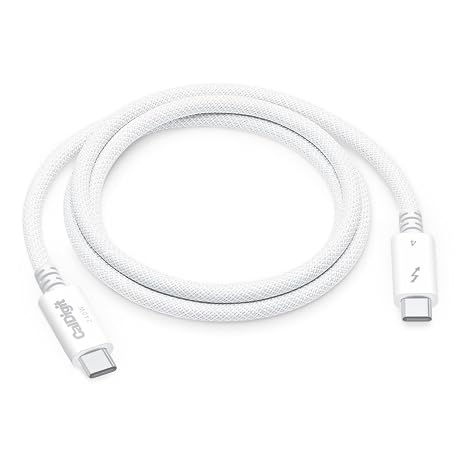CalDigit Thunderbolt 4 Pro Braided Cable - 40Gbps 240W Power Delivery, Compatible with Thunderbolt 3, Thunderbolt 5, USB4 Type C, MacBook Pro, iMac, iPhone 17 (Pro 1m Thunderbolt 4/USB4, White)