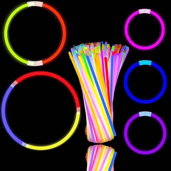 Glow Sticks 100pcs 8" Glowsticks Glow Bracelets Necklaces, for Adults Glastonbury Festival, Halloween, Dark Party Supplies, Wedding, Christmas