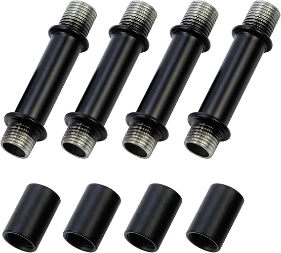 M10 Double End Straight Pipe Lamp Stem Kit, Black, 50mm/2", 4 Set | Black Lamp Threaded Extension Rod with M10 Connector, Metal Lamp Parts Replacement, for Table Lamp, Ceiling Lamp, Floor Lamp