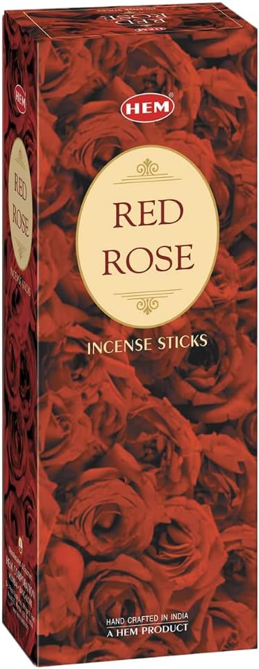 HEM Red Rose Premium Incense Sticks (120 Sticks, 6 Boxes Inside) - 9 Inches Long,Dispel Negativity, Induce Relaxing Sleep, Spiritual Strength, Aromatherapy, and Strengthen Meditation Practices.