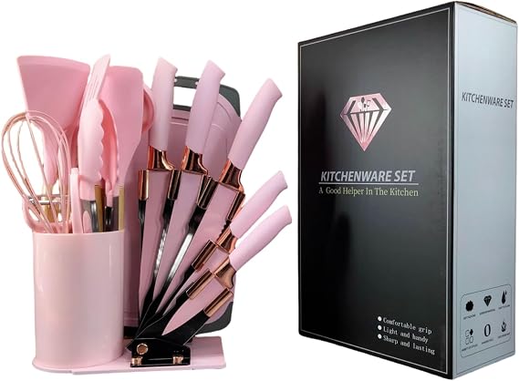 Restaurant Kitchen 20-Piece Utensil Set, Multi-functional, Non-Stick Spatula, Spoon, Knife, Multiple Color Options, Cookware Set Pink Parallel Import