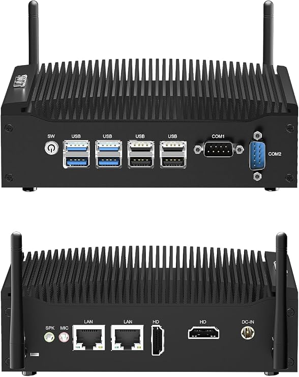 Fanless Mini PC Win 11 Pro Core i3-10110U 8GB RAM 256GB SSD Industrial PC Dual 4K HD Display Dual RJ45 LAN Wifi5 BT4.2 Auto Power On