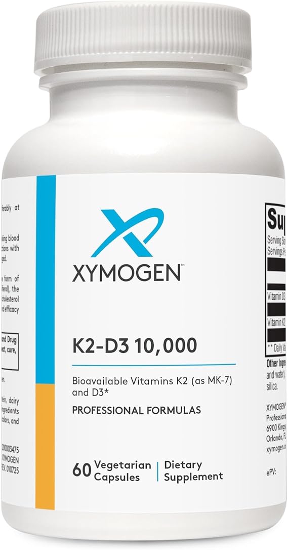 XYMOGEN K2-D3 10000, 60 Capsules | Vitamin D3 K2 Supplement for Immune, Bone, and Cardiovascular Support,* Non-GMO, Gluten-Free, Vegetarian