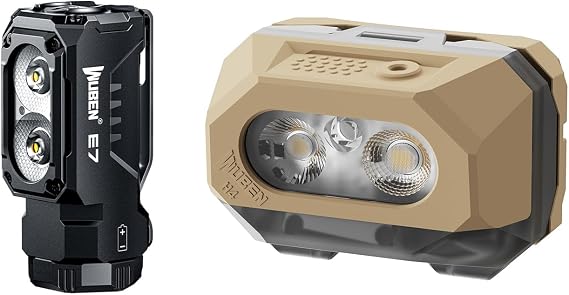 WUBEN E7 1800 Lumen Rechargeable Mini Flashlights with Magnet Bundle H4 LED Headlamp Rechargeable, 800 Lumens Super Bright