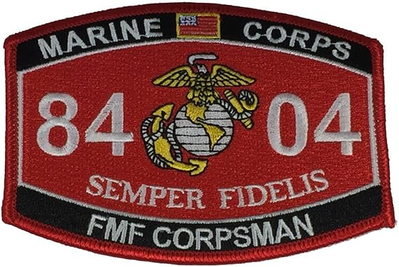 Marine Corps 8404 FMF Corpsman Semper Fidelis MOS Patch - Vivid Colors - Veteran Owned Business.