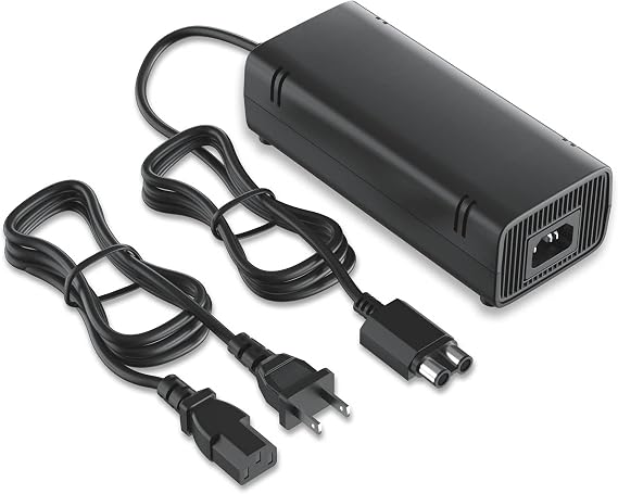 Power Supply for Xbox 360 Slim With Cord, [2022 Enhanced Quieter Version] AC Adapter Brick Replacement Charger for Xbox 360 Slim Console