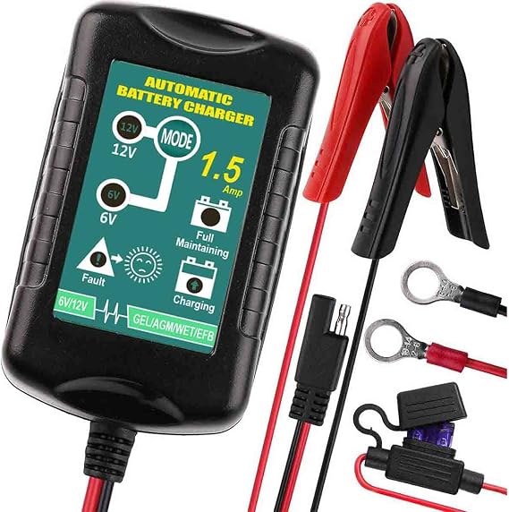 12V 1.5A Pulse Repair Battery Charger for Car Motorcycle AGM Gel Wet Lead Acid