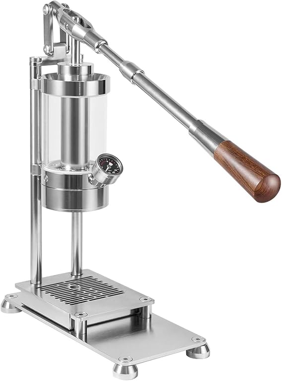 Manual Lever Espresso Maker, Hand-pressed Stainless Steel Coffee Machine with 58 mm Portafilter & 345ml Water Capacity, for Cappuccino, Latte, Macchiato, Home & Travel